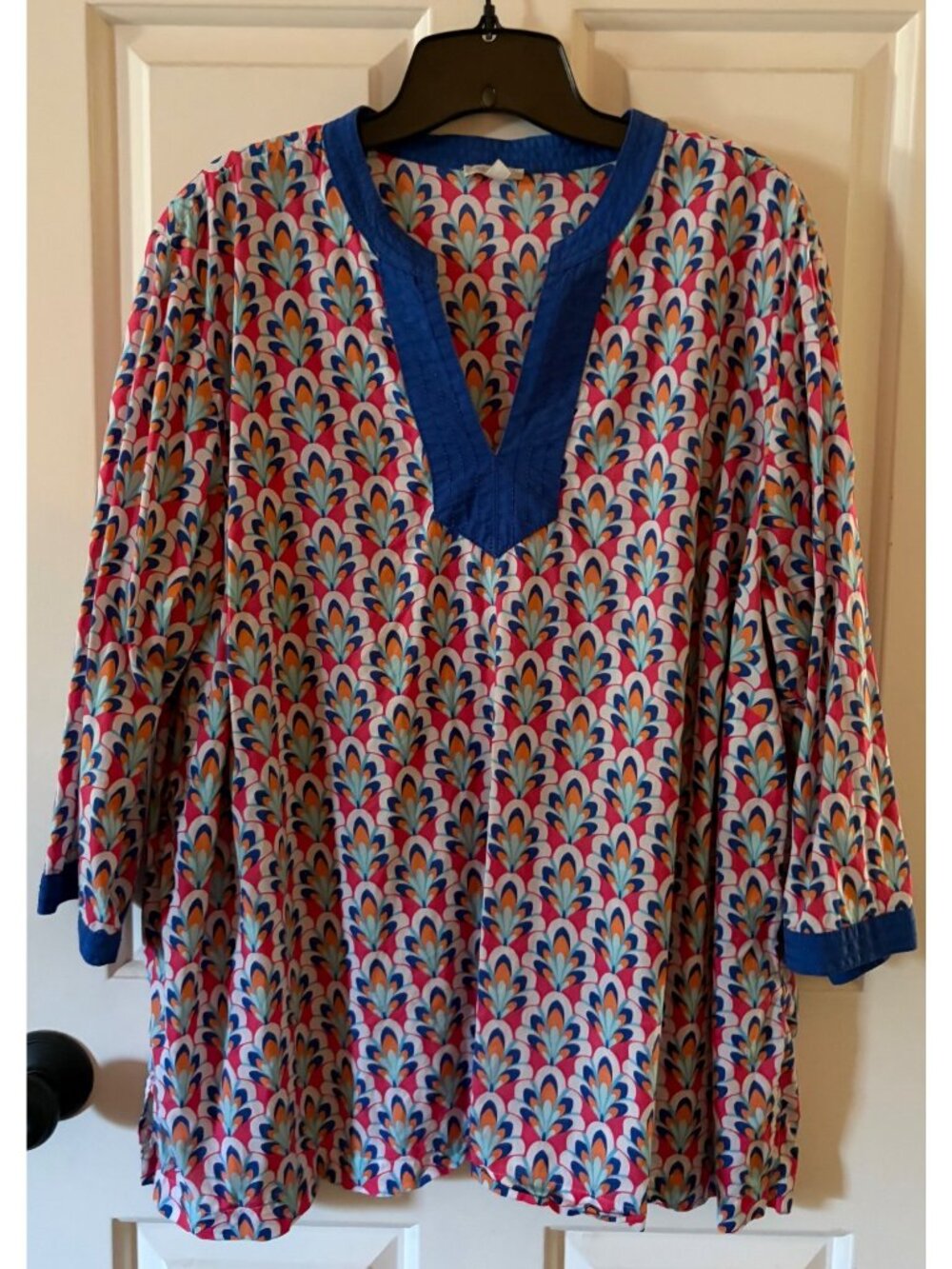 Women's Talbots Colorful V-Neck Tunic Blouse Size 2X